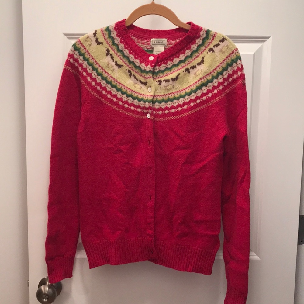 Pink fair isle cardigan sweater